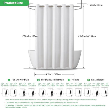eachope No Hook Waffle Shower Curtain, No Liner Needed, 71x74 Inch, White | 100% waterproof TPU-laminated backing, magnetic weighted hem, machine washable, shower curtain set for bathroom or hotel use