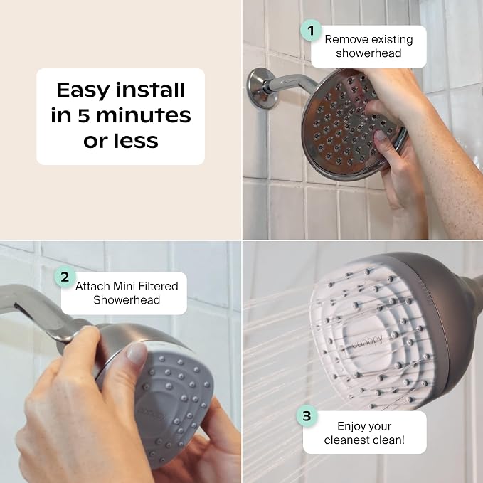 Canopy Mini Filtered Shower Head - Compact Filter for Hard Water - Brass