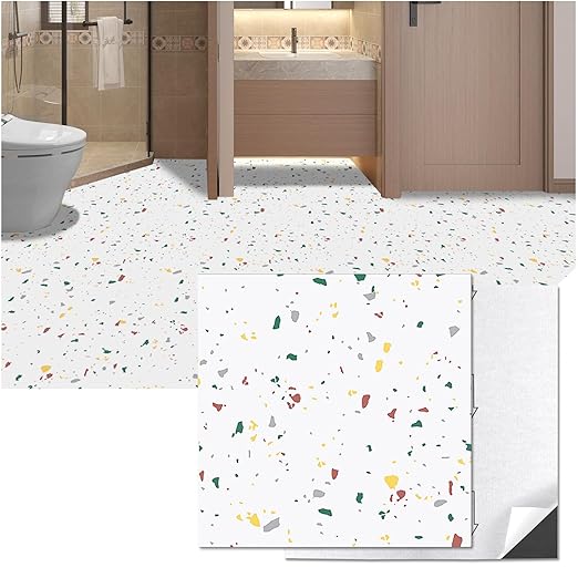 Art3d 30-Pack Peel and Stick Vinyl Floor Tiles, 12 x 12 in, Modern Terrazzo