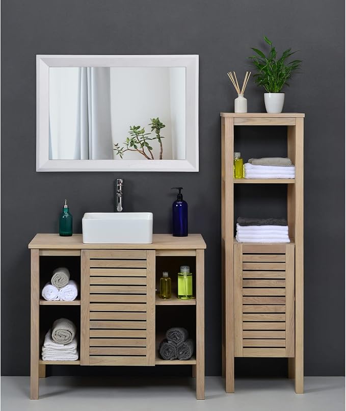 AAZZKANG Rectangular Wall Mirror Decorative Wood Framed Mirrors Large 20"x16" for Farmhouse Bedroom Bathroom Living Room Entryway Hanging Home Decor