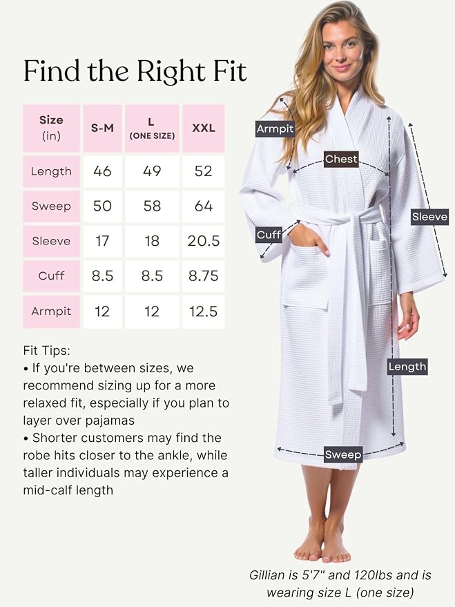 Turquaz Womens Lightweight Waffle Kimono Bathrobe for Men - Soft Quick-Dry Spa & Summer Towel Robe, Cotton Blend