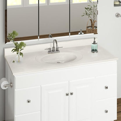 Design House Cultured Marble Vanity Top, 49 in W x 22 in D, Integrated 4 in Centerset Oval Sink & Backsplash, Ivory Swirl, 586347 | With Backsplash, , Countertop, Classic, Cultured Marble, Bath, 586347