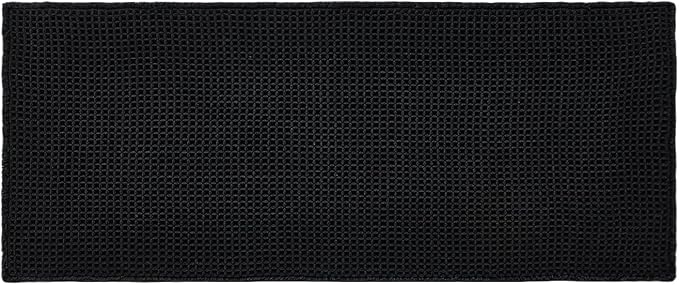 TYUU Black Waffle Bath Mat, Boho Bathroom Rugs Non Slip Washable, 48x24 | Super Absorbent Quick Dry Bath Rug, Non-Slip Backing, Soft Waffle Washable Farmhouse Bathroom Mats, Tub, Shower & Home Decor