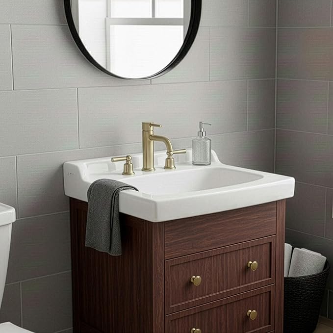Ceramic Bathroom Sink Top with Raised Back - Fits Standard 24” Vanity | Elegant and Durable Bathroom Sinks for Modern Homes - Upgrade Your Space - Perfect for Any Bathroom Design