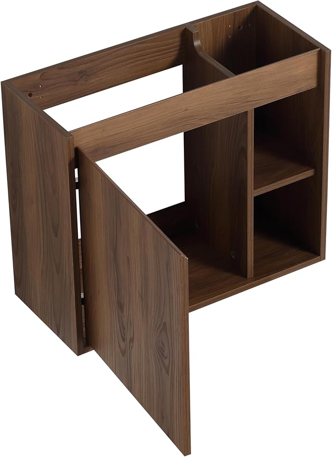 24 Inch Floating Vanity, 24" Bathroom Vanity with Sink, Single Sink Wall Mounted Vanity Combo, Modern Brown Bathroom Vanity Set with 1 Door