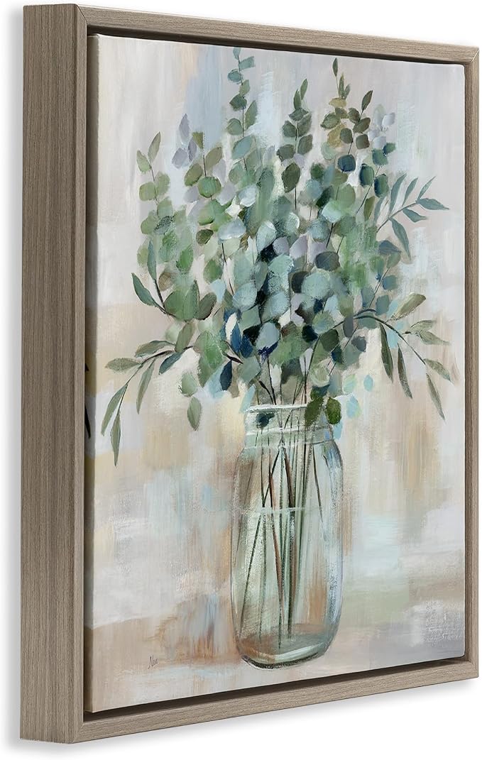 Soothing Eucalyptus Herb Arrangement, 24 x 24 Inch Canvas in Floater Frame | Stupell Industries · By Nan · Ready to hang · Perfect for farmhouse or rustic rooms · Made in USA