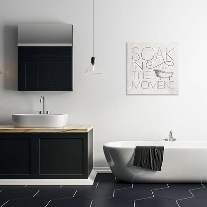 Stupell Industries 'Vintage Bathroom Soak Phrase', Canvas Art, 24 x 24 Inches, Easy to Hang and Sturdy, Made in USA, by Nina Pierce