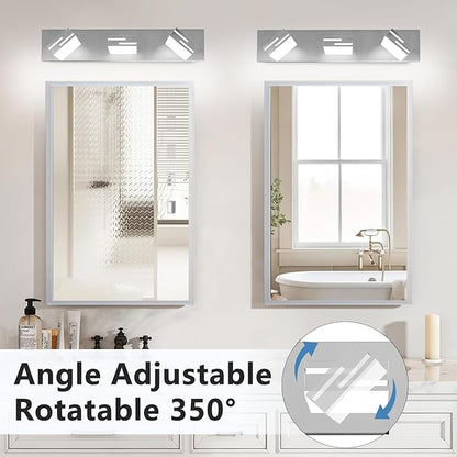 LED Modern Bathroom Vanity Light Fixtures, 3-Light 22-inch Dimmable Chrome Vanity Lights for Bathroom Lighting Fixtures Over Mirror, with 350° Rotatable Heads (Cool White 6000K)