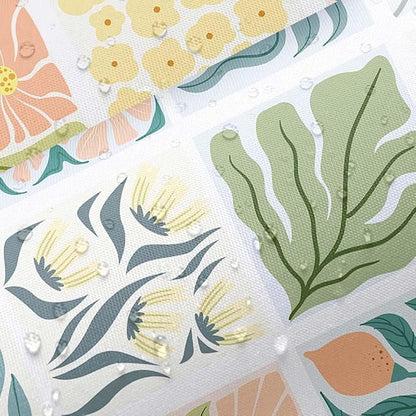 JAWO Cute Boho Floral Shower Curtain, Vintage Colorful Abstract Floral Retro Aesthetic Shower Curtain for Bathroom, Funky Unique Waterproof Fabric Polyester Bath Curtains Decor with Hooks,70Wx78H