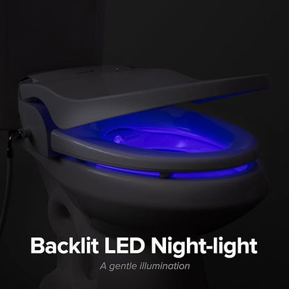 SmartBidet® SB-2400 Advanced Electric Smart Bidet™ Slim Profile Seat in Round White with Remote Control, LED Night Light, Stainless Steel Nozzle, Heated Seat, Warm Dryer