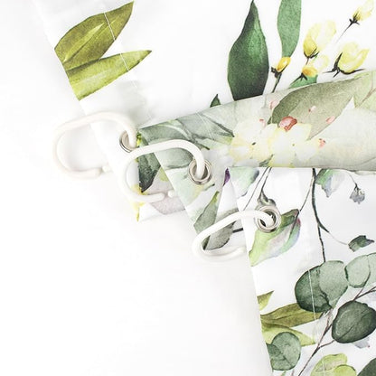 HVEST Sage Green Eucalyptus Shower Curtain for Bathroom, Spring Green Leaf and Pink Floral Hummingbird on White Shower Curtain with Hooks Nature Plant Bathroom Curtains Shower Set, 72L X 60W inches