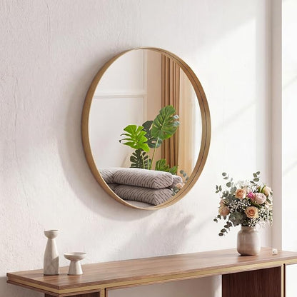 NEWBULIG 20-Inch Round Wall Mirror, Bathroom Wall Circle Mirror | Metal Frame, Bathroom Decor for Entryway, Living Room, Vanity, Gold