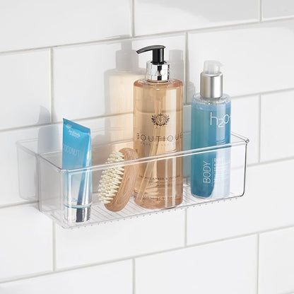 iDesign Adhesive Organizer Bin - Damage-Free Hanging for Kitchen, Bathroom, or Office - Set of 4 - Clear
