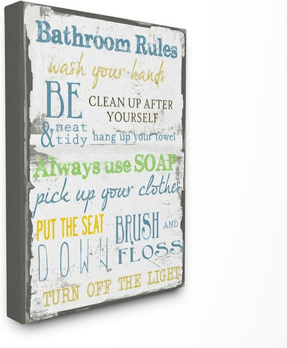 Stupell Home Décor 'Bathroom Rules ' Typography Bathroom Wall Plaque, 10 x 0.5 x 15, Proudly Made in USA