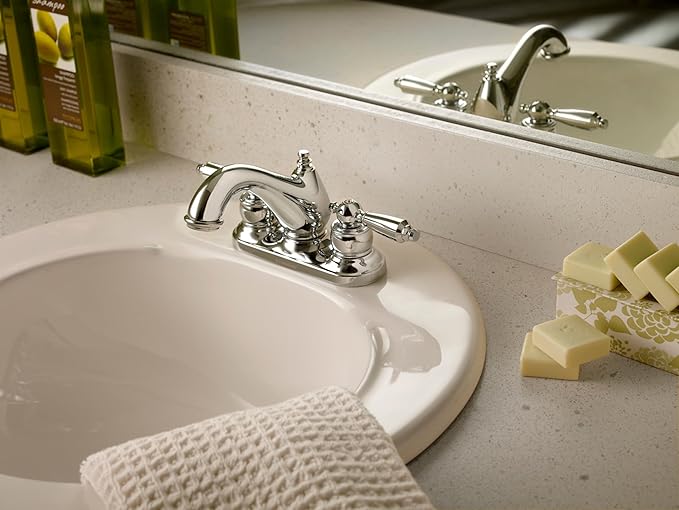 Symmons Allura 4 in. Centerset 2-Handle Bathroom Faucet with Drain Assembly in Polished Chrome (1.2 GPM)