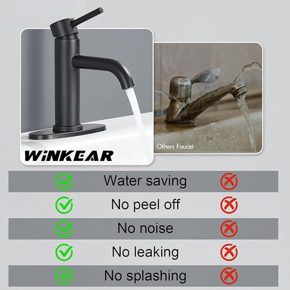 Black Bathroom Faucet with Valve, Stainless Steel Bathroom Faucet | Modern Bathroom Sink Faucet with Pop-up Drain and Hoses, RV & Outdoor Basins,1 or 3 Hole