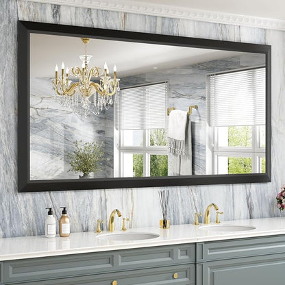 Black Bathroom Mirror, 72x36 Inch | Thick Metal Framed, HD Reflection, Anti-Rust, Hang Horizontally/Vertically, Suitable for Vanity, Bedroom, Bathroom, Entryway