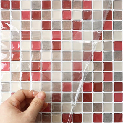 HyFanStr Peel and Stick Backsplash 3D Mosaic Tile Stickers Wall Sticker Home Decor for Kitchen Bathroom 9.26" x 9.26"(Pack of 4)