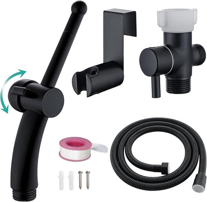 BARROCK Advanced Handheld Bidet Sprayer Set for Toilet, Bathroom Ergonomic Jet Bidet Spray Attachment Kit for Muslim Shower, Feminine Hygiene, Bathing Pets and Washing Baby Cloth Diaper, Matte Black
