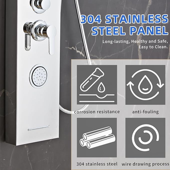 Shower Panel Tower System,Rain Shower Head Rainfall silver