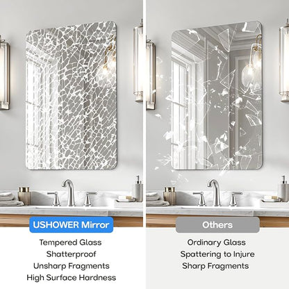 Frameless Bathroom Mirror for Over Sink, 22x30 Inch | Rectangular Vanity Mirror for Wall, Shatterproof Tempered Mirror for Living Room, Bedroom, Entryway Upgrade & Remodel