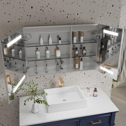 LED Bathroom Medicine Cabinet with Mirror, 24x36 Medicine Cabinet with Lights, Power Failure memor, Dimmable, Defogging, Recessed/Surface, Front&Backlit, Outlets, Dual-Opening