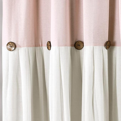 Lush Decor Linen Button Shower Curtain, 72" W x 72" L, Blush & Off White - Pink Bathroom Curtain - Fabric Shower Curtains - Farmhouse Bathroom Decor (Pack of 6)
