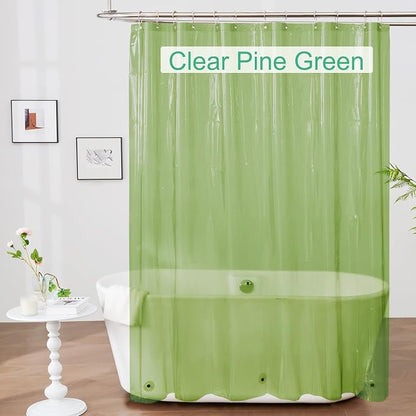 Mrs Awesome Clear Green Shower Curtain Liner with 3 Magnets, 72x72 | 12 Rustproof Grommets,Premium Plastic Shower Curtain for Bathroom Lightweight & Waterproof,72W x 72H