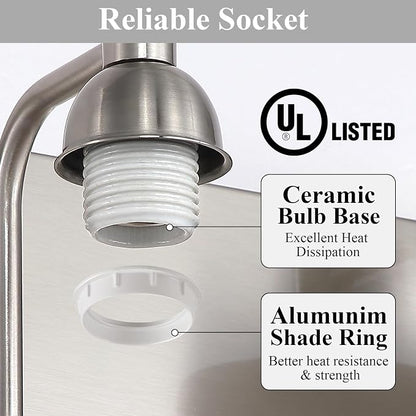Mecgirn Stainless Steel Milk Glass Bathroom Vanity Light Over Mirror, 4 Light Brushed Nickel Bathroom Light Fixtures with Frosted Glass, Modern Vanity Lighting Wall Mount