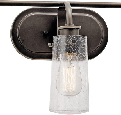 KICHLER Braelyn 24" 3 Light Vanity Light with Clear Seeded Glass Olde Bronze®