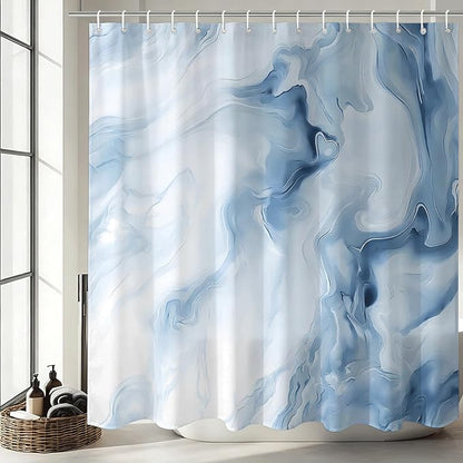 Mocsicka Shower Curtains for Bathroom, Blue Marble Shower Curtain for Bathroom, Abstract Blue and White Shower Curtain Modern Art Decor Waterproof Bath Curtain for Modern Bath Decor, 72 X 72 Inch