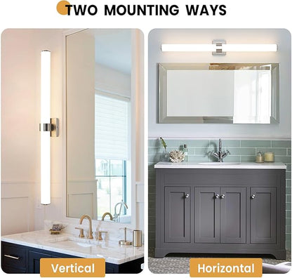 Bathroom Vanity Light Fixtures - 39 Inch Brushed Nickel Bathroom Lights Over Mirror, 36W 3000K Dimmable LED Vanity Light Bar Modern Wall Sconce Light for Mirror Living Room Gallery Hallway