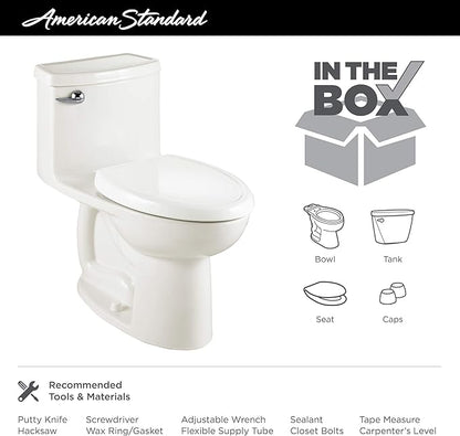 American Standard 2403128.020 Compact Cadet 3 One-Piece Toilet with Slow-Close Seat, Elongated Front, Left-Hand Flush, White, 1.28 gpf