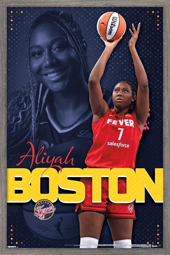 Trends International WNBA Indiana Fever - Aliyah Boston 25 Wall Poster, 34L x 22.4W, Barnwood Framed Version