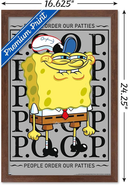 Trends International Nickelodeon Spongebob - P.O.O.P. Wall Poster, 22.4L x 14.7W, Mahogany Framed Version