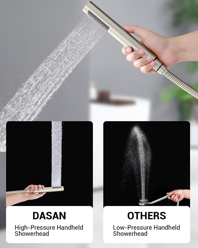 Dasan Rainfall Full Body Shower Faucet System with 12'' Round Shower & 6'' Shower Head,Brushed Nickel Dual Shower Head Faucets Set with Handheld & Valve, Double Shower Head System for Couples/2-Person