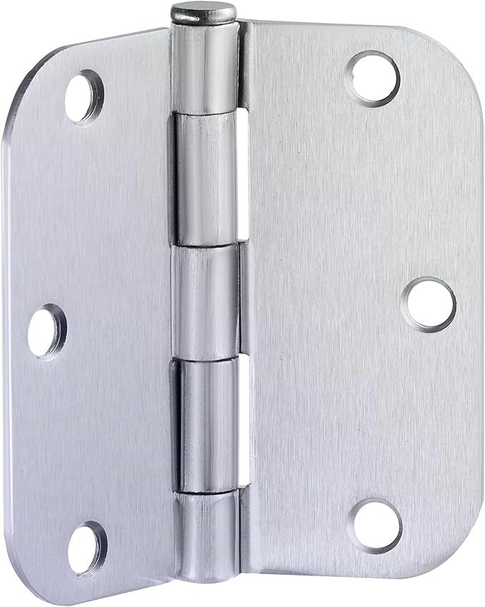 Design House Door Hinges for Interior Doors 12-Pack 3.5-inch x 3.5-inch – Rounded 5/8-inch Radius Steel Door Hinge – Brushed Chrome – Fits Standard Doors – Design House 184481