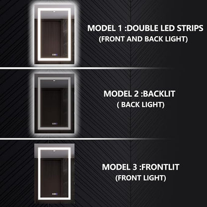 24x36 Medicine Cabinet with Lights & Magnifier & Mirrors, GFCI Outlet, Soft-closed Hinges, Front&Backlit, Anti-Fog, Dimmable&Tunable, Sensor Lights, Recessed/Surface, Adjustable Shelves, Left-handed