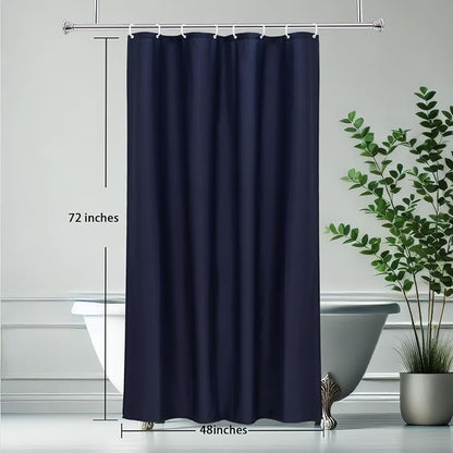 AooHome 48 Width x 72 Height inch Shower Liner, Stall Size Fabric Solid Color Bathroom Curtain with Hooks, Weighted Hem, Waterproof, Navy Blue