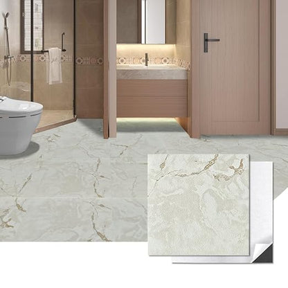 Art3d 30-Pack Peel and Stick Floor Tiles, 12" x 12", White Grey Vein Marble | Anti-Slip, Waterproof, Stain-Resistant, Simple to Clean, Durable, Premium Vinyl, Ideal for Kitchen, Dining Room, Bedrooms