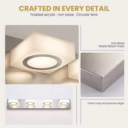 Bathroom Vanity Light, 4-Light 31 Inch Brushed Nickel 5CCT 2700-6500K LED Bathroom Light Fixtures Over Mirror, Vanity Lighting Modern Bath Wall Sconce for Mirror Bedroom Living Room