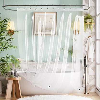 Bathway Shower Curtain Liner, Clear Shower Curtain Liner 72x75 PEVA Waterproof Shower Curtain Liner Plastic with 3 Magnets and 12 Rustproof Metal Grommets, Lightweight Shower Liner for Bathroom