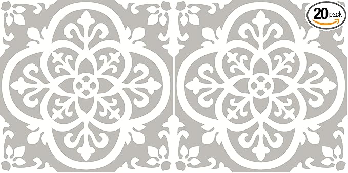 FloorPops FP2942 Medina Peel & Stick Floor Tiles, Grey (Pack of 2)
