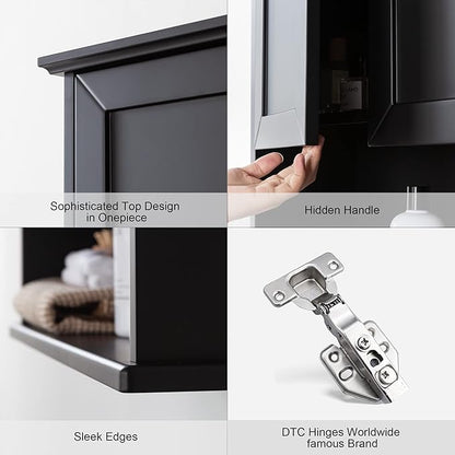 Black Bathroom Wall Cabinet 23x29 inch Wooden Bathroom Medicine Cabinet with 2 Doors and Adjustable Shelf, Wall Mounted Cabinet Over Toilet Storage Cabinet | 2 Doors, Adjustable Shelf, Wall Mounted, Over Toilet Storage
