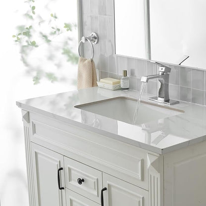 Waterfall Bathroom Faucet Chrome Bathroom Sink Faucet, Modern Single Hole Bathroom Faucet, Single Handle RV Sink Vanity Faucet—Includes Pop-Up Drain, Suitable for 1-Hole or 3-Hole