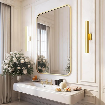 Ralbay 24inch Gold Vanity Light with 5 Color Temperature (2700K-6000K) Dimmable Acrylic Metal 24W LED Modern Matte Gold Bathroom Vanity Light Bar