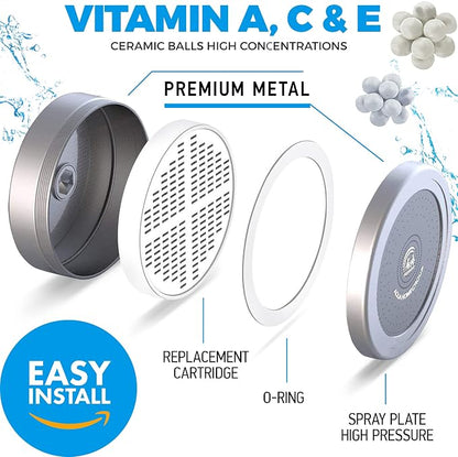 AquaHomeGroup Handheld Shower Head Filter, 20-Stage, Vitamin C E A, Chrome | handheld shower head, 20-stage filtration, Vitamin C E A infusion, reduces chlorine heavy metals sediment, high pressure