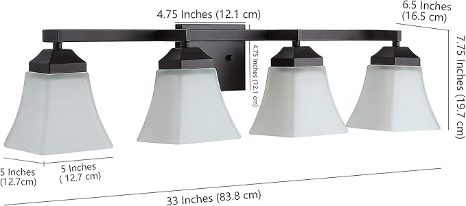 JONATHAN Y 33" Oil Rubbed Bronze Modern Cottage LED Vanity Light Wall Sconce, Farmhouse Wall Lamp for Bathroom Mirror Kitchen, White Glass Shade, LED Bulb Included (JYL7525A)