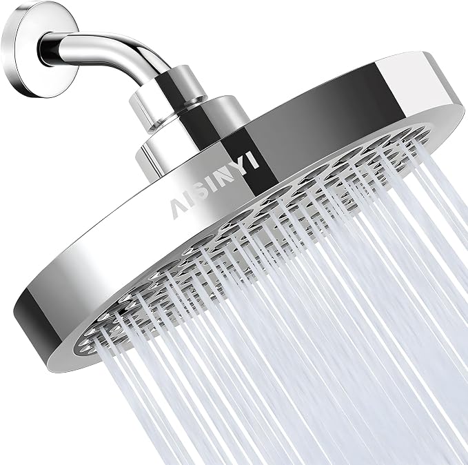 6" Rain Shower Head & 6" Shower Arm, Luxury Polished Chrome Finish | High Pressure 6 Inch Fixed Showerhead, Adjustable Replacement, 90 Nozzles, Removable Restrictor, Tool-Free Easy to Install