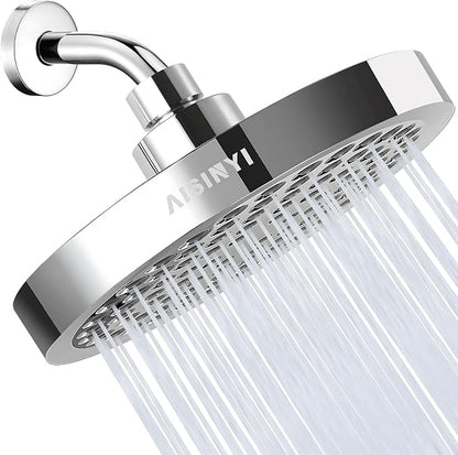 6" Rain Shower Head & 6" Shower Arm, Luxury Polished Chrome Finish | High Pressure 6 Inch Fixed Showerhead, Adjustable Replacement, 90 Nozzles, Removable Restrictor, Tool-Free Easy to Install